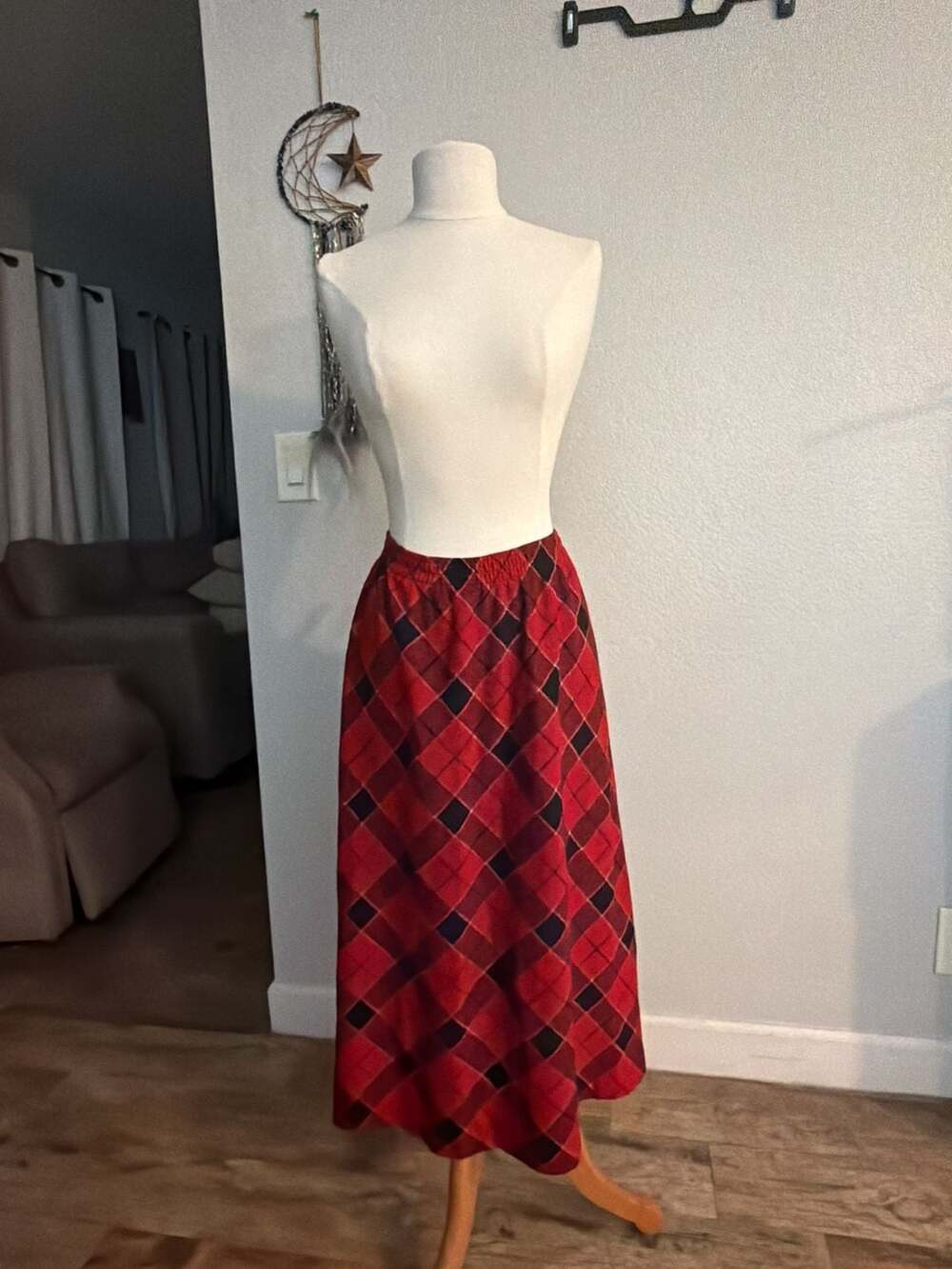 Cathy Daniels Maxi Skirt Red Plaid Tartan